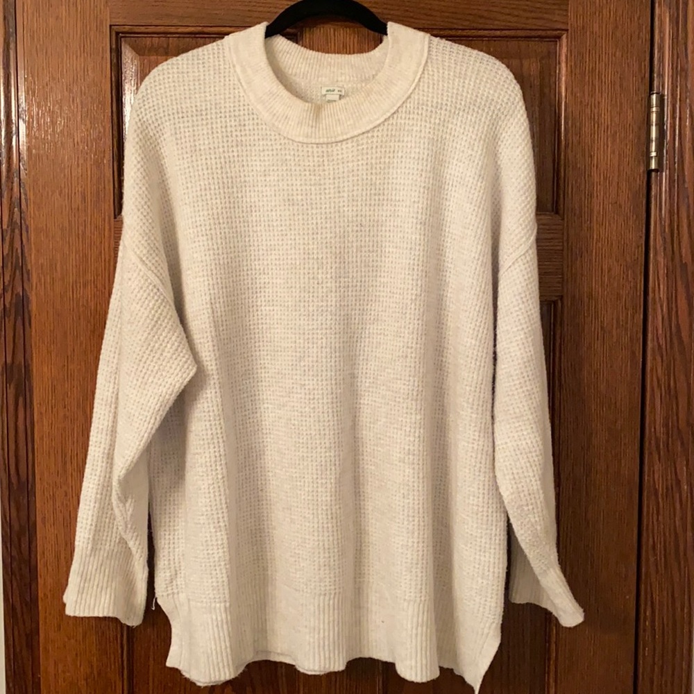 Cream waffle oversized Aerie sweater